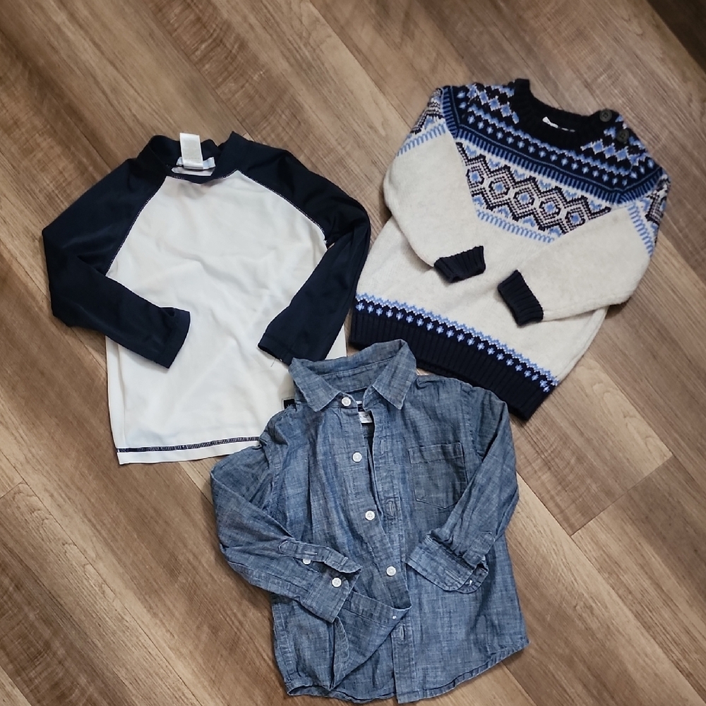 Janie and Jack Boys 18–24 Month Clothing Bundle – Sweater, Button-Down & Raglan